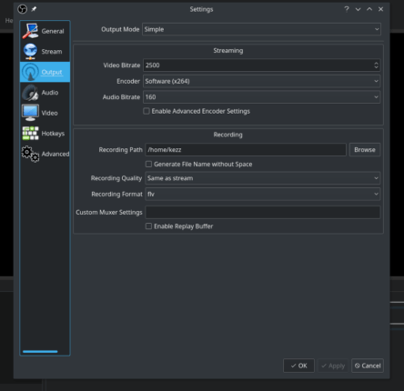 OBS: initial video output settings : Twitch